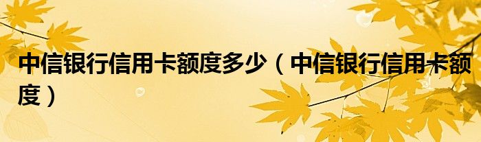 中信银行信用卡额度多少（中信银行信用卡额度）