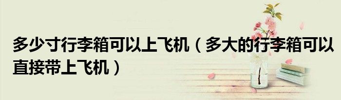 多少寸行李箱可以上飞机（多大的行李箱可以直接带上飞机）
