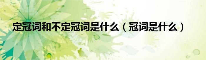 定冠词和不定冠词是什么（冠词是什么）