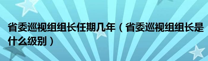 省委巡视组组长任期几年（省委巡视组组长是什么级别）