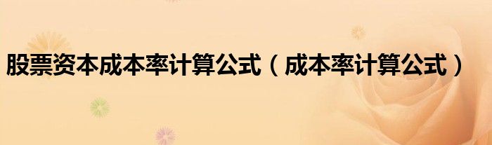 股票资本成本率计算公式（成本率计算公式）