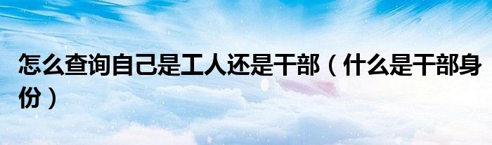 怎么查询自己是工人还是干部（什么是干部身份）