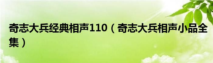 奇志大兵经典相声110（奇志大兵相声小品全集）