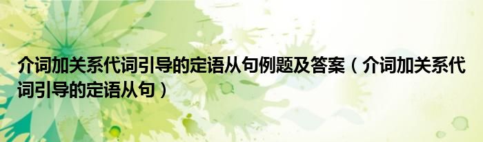 介词加关系代词引导的定语从句例题及答案（介词加关系代词引导的定语从句）