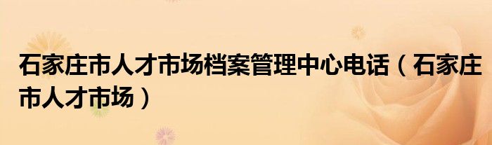 石家庄市人才市场档案管理中心电话（石家庄市人才市场）