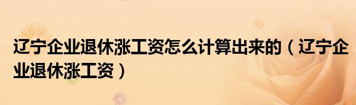 辽宁企业退休涨工资怎么计算出来的（辽宁企业退休涨工资）