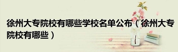徐州大专院校有哪些学校名单公布（徐州大专院校有哪些）