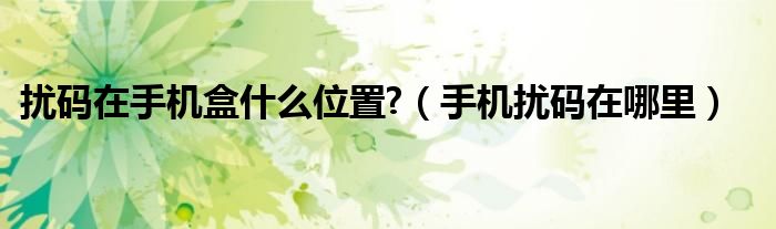 扰码在手机盒什么位置?（手机扰码在哪里）