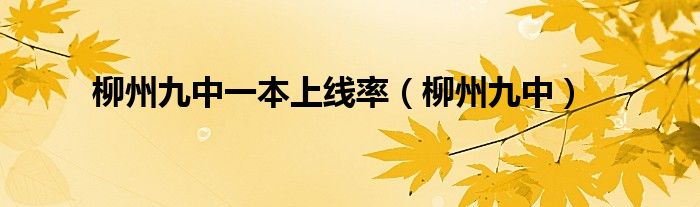 柳州九中一本上线率（柳州九中）
