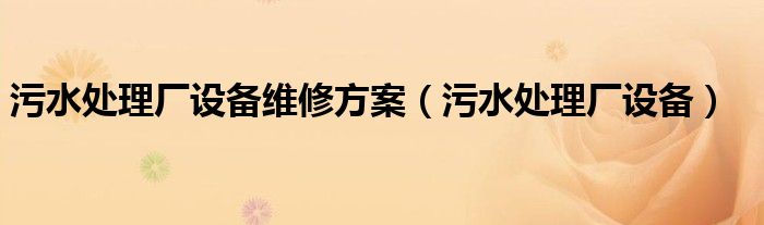 污水处理厂设备维修方案（污水处理厂设备）