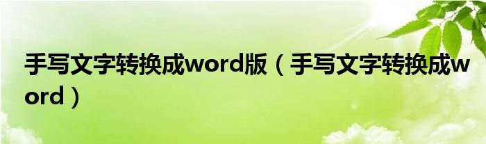 手写文字转换成word版（手写文字转换成word）