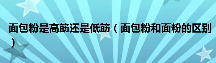 面包粉是高筋还是低筋（面包粉和面粉的区别）