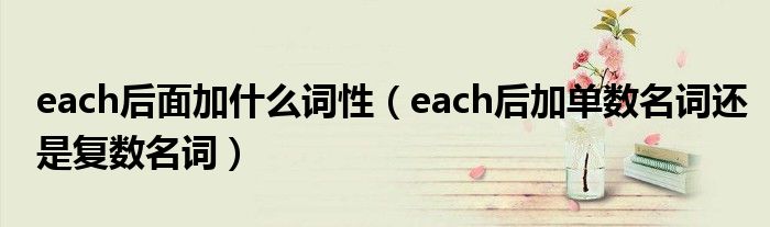 each后面加什么词性（each后加单数名词还是复数名词）