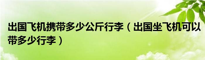 出国飞机携带多少公斤行李（出国坐飞机可以带多少行李）