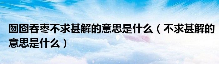 囫囵吞枣不求甚解的意思是什么（不求甚解的意思是什么）