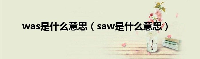 was是什么意思（saw是什么意思）