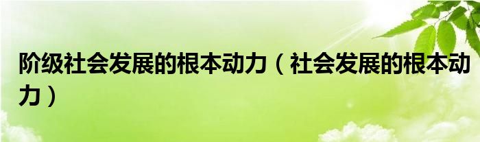 阶级社会发展的根本动力（社会发展的根本动力）