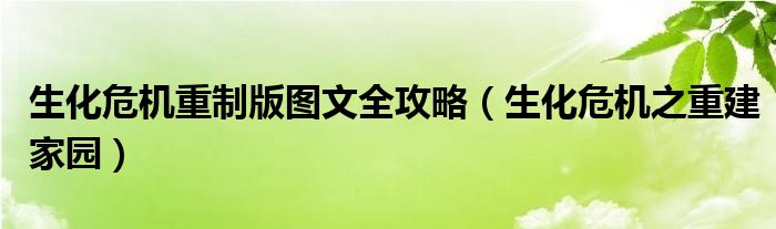 生化危机重制版图文全攻略（生化危机之重建家园）