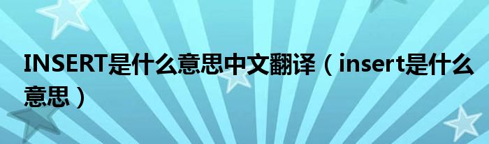 INSERT是什么意思中文翻译（insert是什么意思）