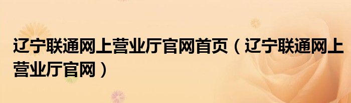 辽宁联通网上营业厅官网首页（辽宁联通网上营业厅官网）