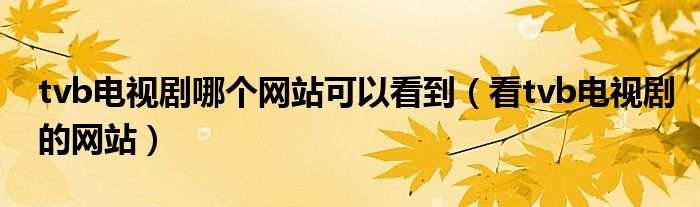 tvb电视剧哪个网站可以看到（看tvb电视剧的网站）