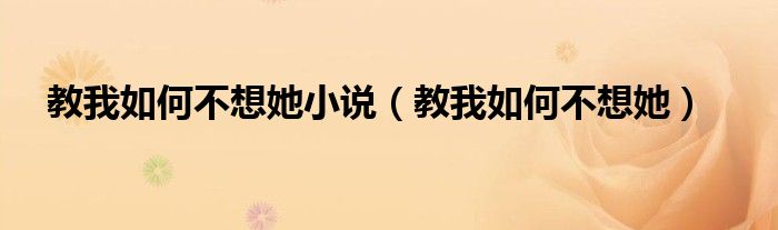 教我如何不想她小说（教我如何不想她）