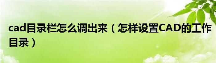 cad目录栏怎么调出来（怎样设置CAD的工作目录）