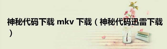 神秘代码下载 mkv 下载（神秘代码迅雷下载）