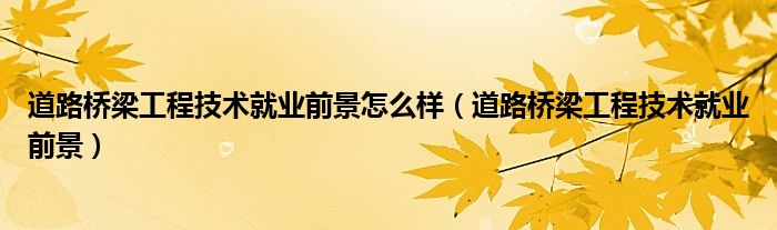 道路桥梁工程技术就业前景怎么样（道路桥梁工程技术就业前景）