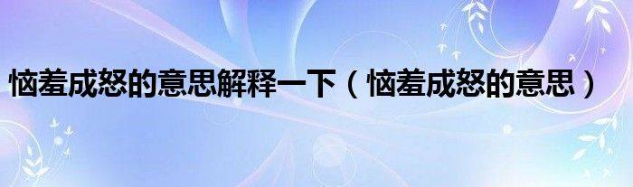 恼羞成怒的意思解释一下（恼羞成怒的意思）