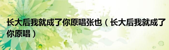 长大后我就成了你原唱张也（长大后我就成了你原唱）