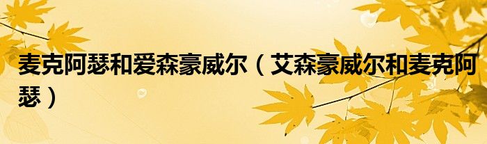 麦克阿瑟和爱森豪威尔（艾森豪威尔和麦克阿瑟）