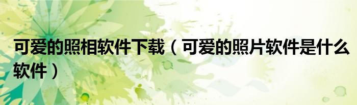 可爱的照相软件下载（可爱的照片软件是什么软件）