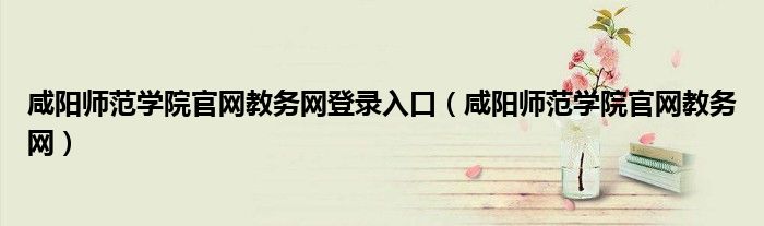 咸阳师范学院官网教务网登录入口（咸阳师范学院官网教务网）