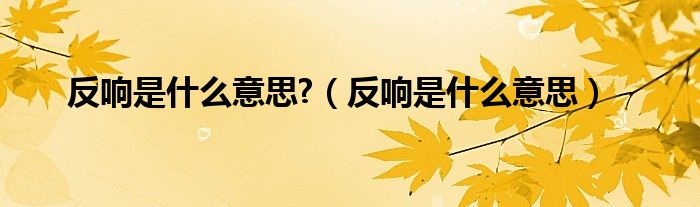 反响是什么意思?（反响是什么意思）