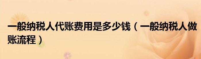 一般纳税人代账费用是多少钱（一般纳税人做账流程）