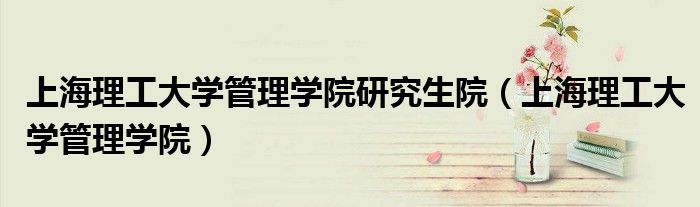 上海理工大学管理学院研究生院（上海理工大学管理学院）