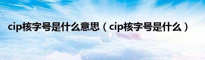cip核字号是什么意思（cip核字号是什么）