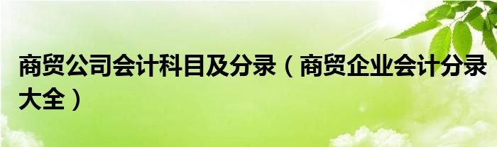 商贸公司会计科目及分录（商贸企业会计分录大全）
