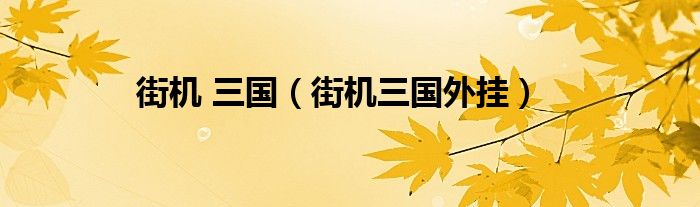 街机 三国（街机三国外挂）