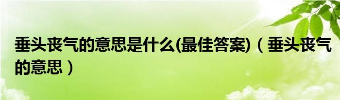 垂头丧气的意思是什么(最佳答案)（垂头丧气的意思）