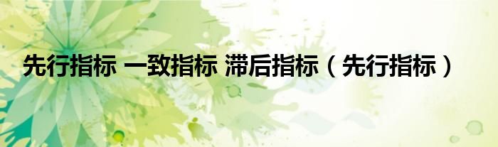 先行指标 一致指标 滞后指标（先行指标）