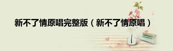 新不了情原唱完整版（新不了情原唱）