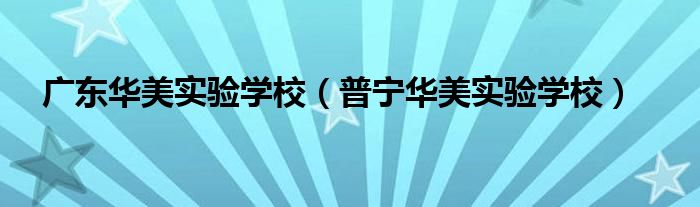 广东华美实验学校（普宁华美实验学校）