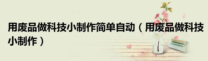 用废品做科技小制作简单自动（用废品做科技小制作）