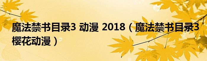 魔法禁书目录3 动漫 2018（魔法禁书目录3樱花动漫）
