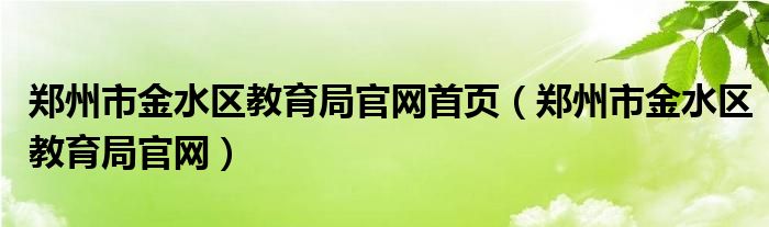 郑州市金水区教育局官网首页（郑州市金水区教育局官网）