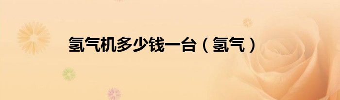 氢气机多少钱一台（氢气）