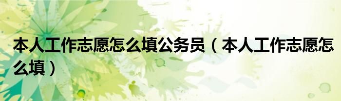 本人工作志愿怎么填公务员（本人工作志愿怎么填）