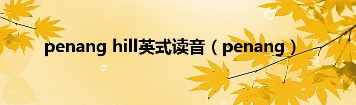 penang hill英式读音（penang）